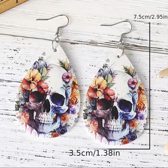 Skeleton Floral Dangle Earrings - Picture 6 of 6